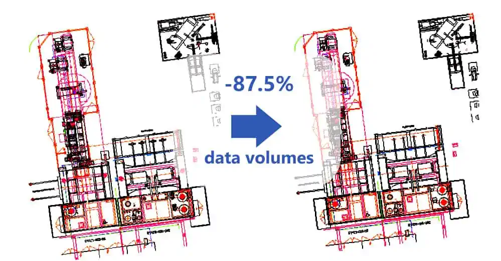 Illustration of 2D CAD data reduction for layout planning