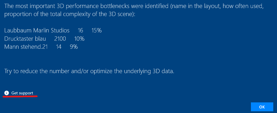 Message with notes on frequent and complex 3D models