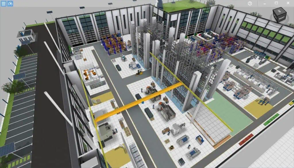 screenshot of a 3d factory in the software visTABLE®
