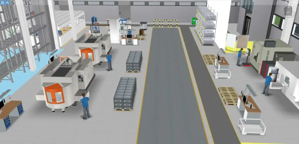 Example of 3D factory model of a manufacturing company in software visTABLE®touch