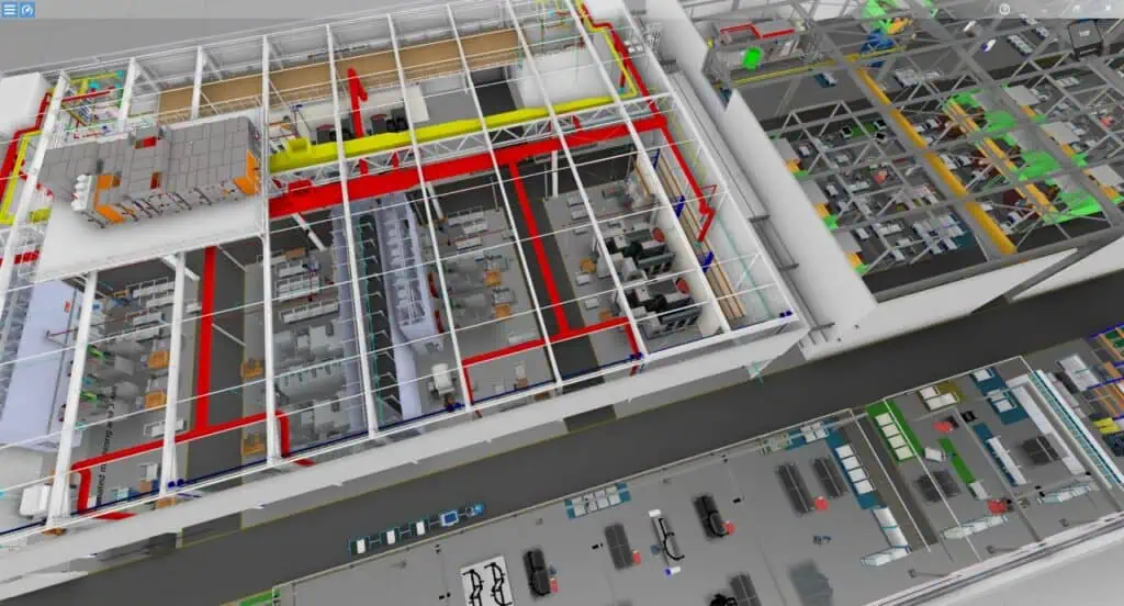 Vogelperspektive 3D-Layout Werk Fendt Hohenmölsen in der Software visTABLE®