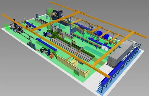 3D model of a manufacturing area in visTABLE