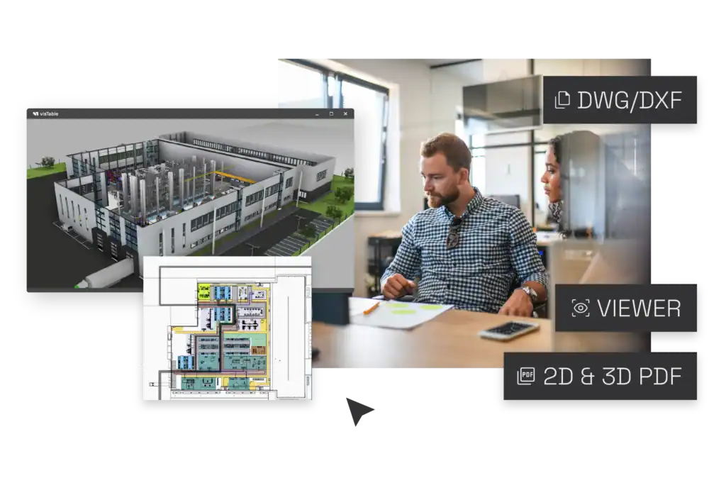 Kollaboratives Arbeiten von 2 Personen, Screenshot 2D und 3D visTable Layout
