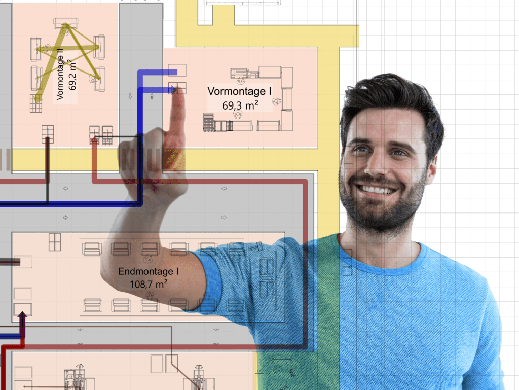 zufriedener Planer nutzt einfach zu bedienendes Planungswerkzeug visTABLE