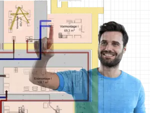 zufriedener Planer nutzt einfach zu bedienendes Planungswerkzeug visTABLE