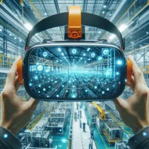 User looks through an augmented reality headset