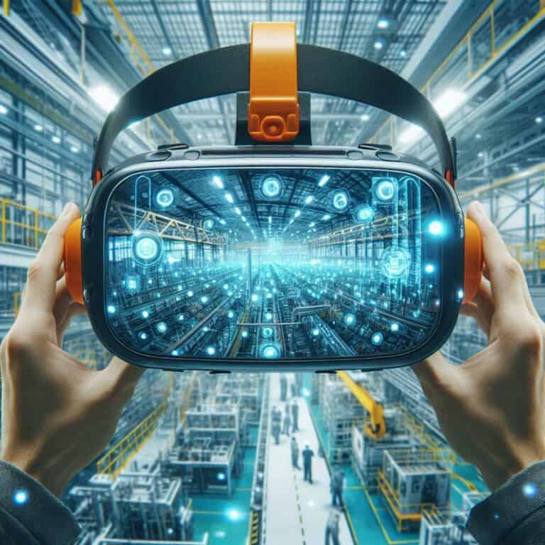 User looks through an augmented reality headset