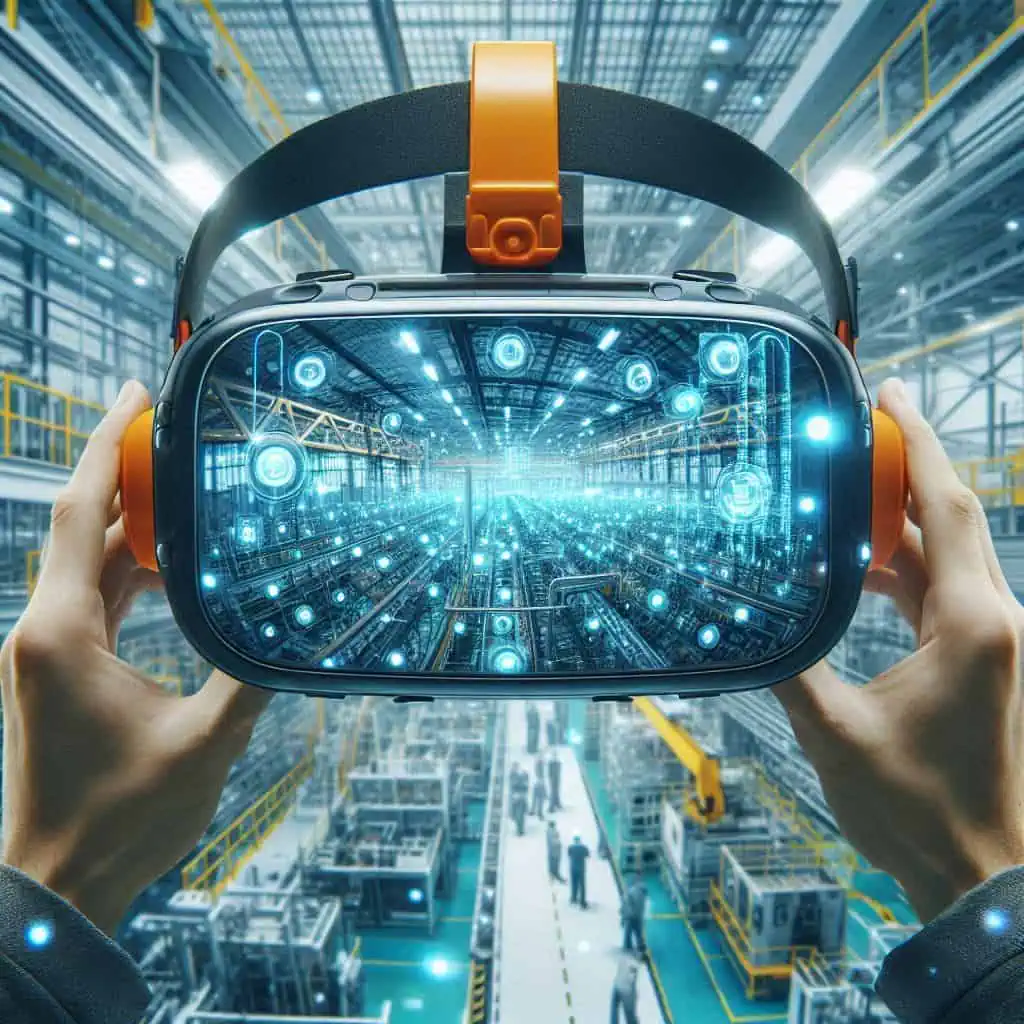 User looks through an augmented reality headset