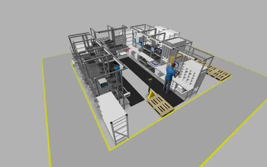 Example of a 3D model of a production cell in visTABLE by Endress + Hauser