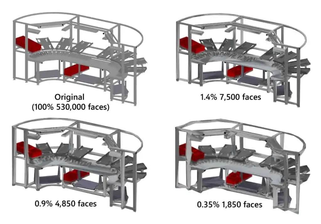 example automatic simplification of 3d complex CAD data of an assembly workstation