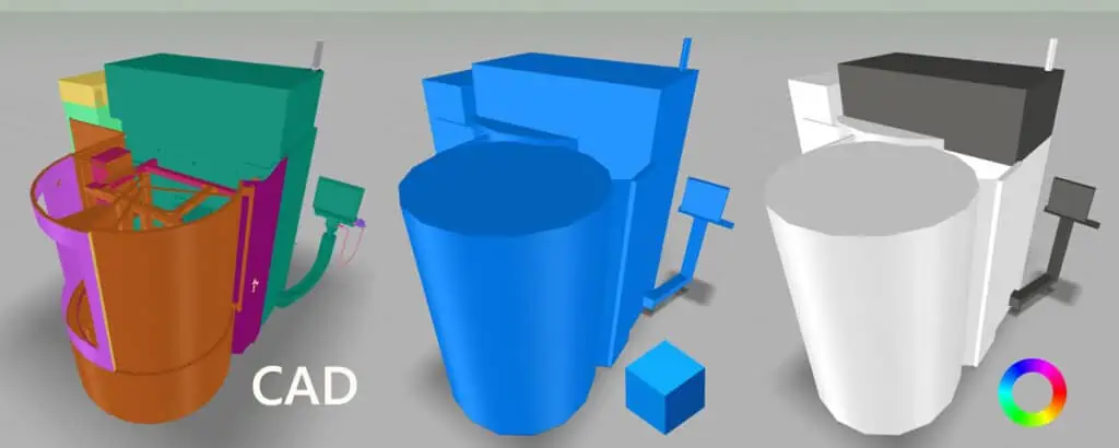 Illustration von 3D Platzhalter Modellierung auf Basis komplexer 3D-CAD Daten in visTABLE®