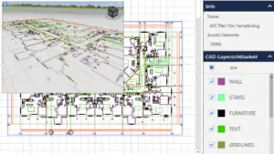 Screenshot 2D und 3D CAD in der Software visTable