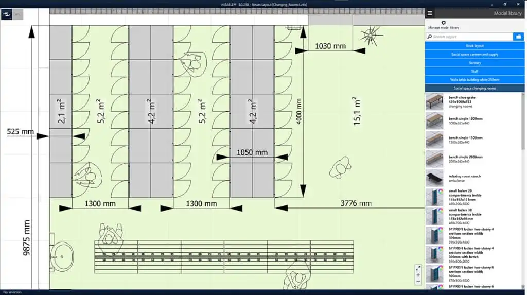 layout planning of changing rooms in a factory with visTABLE®