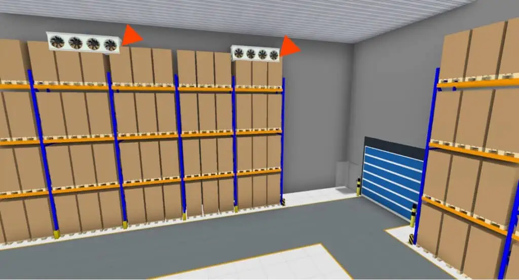 visual 3D collision detection in a cold storage area with the software visTABLE