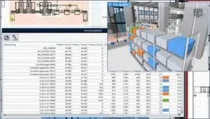 Ausrüstungsliste und Regalspiegel in der Software visTable®touch