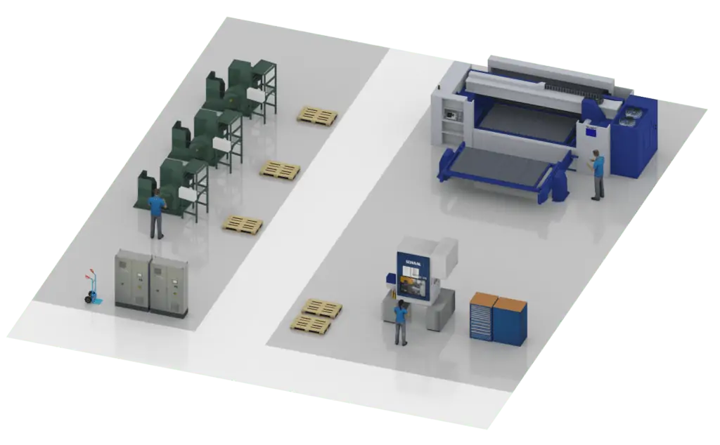 The 3D fine layout of a manufacturing area
