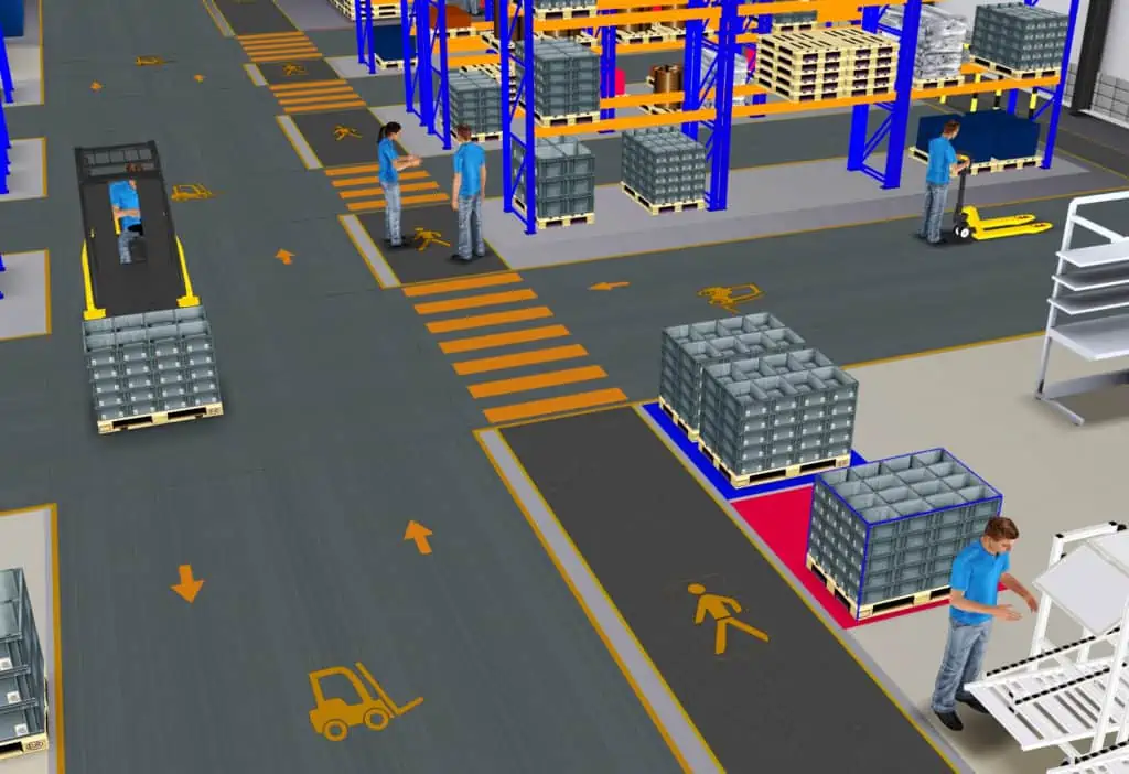 Floor markings production in layout planning with software visTABLE