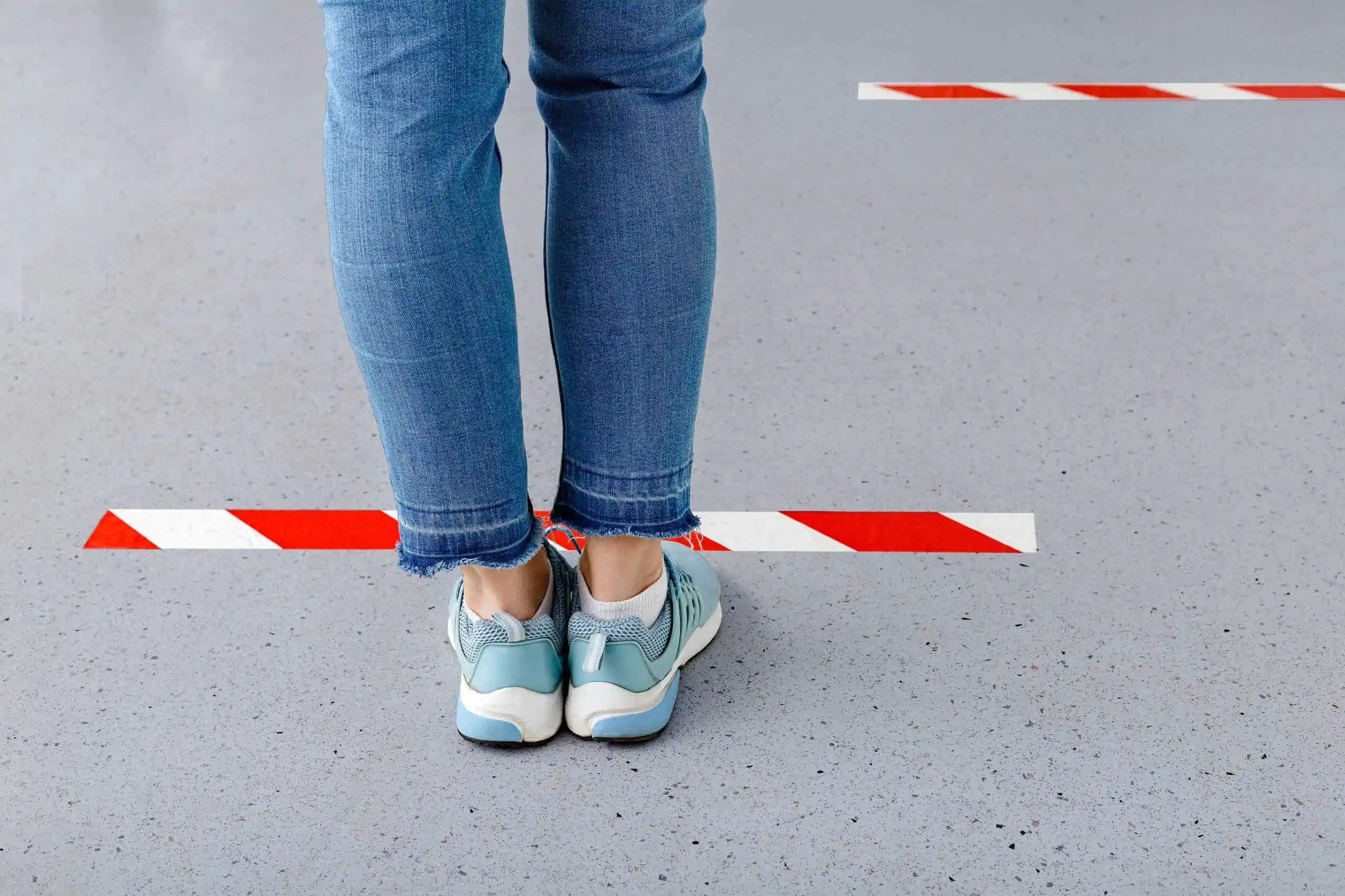 Floor marking holding stripes personnel hall floor