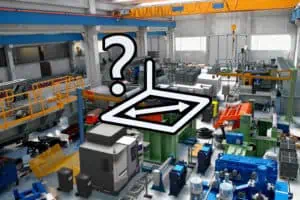 illustration of floorspace dimensioning in a factory full of equipment