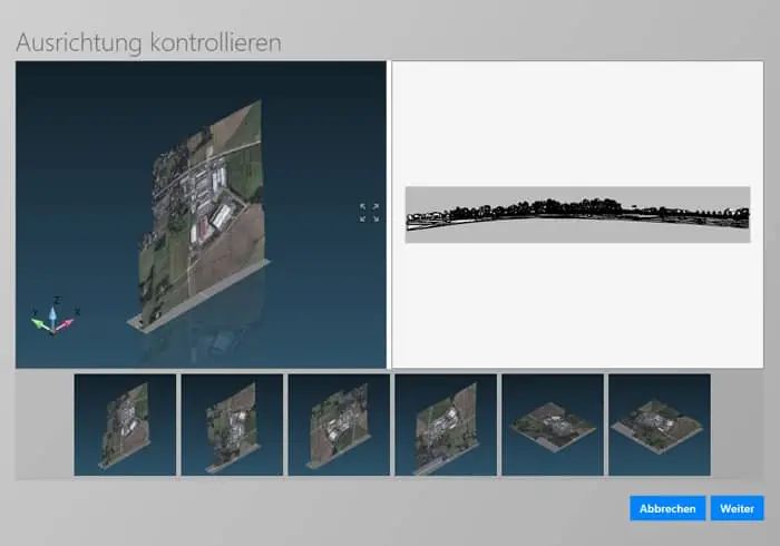 Ausrichten-Dialog beim Import im visTABLE® ObjectManager mit einer Google Maps 3D Referenz Beispiel