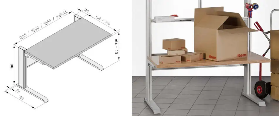 Beispiel Produktbilder für das Tischgestell 2 F 1200 der Firma item