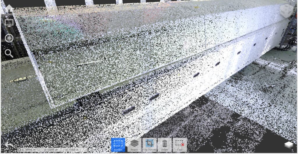 Punktwolke aus Laser Scan einer Ausrüstung in Fabrik