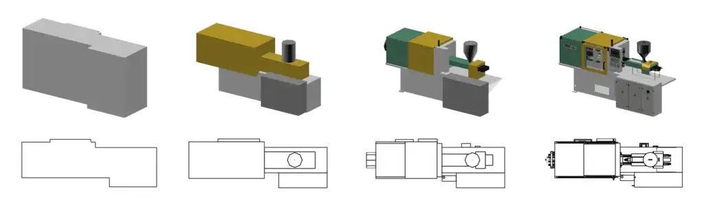 The level of detail for 3d models of the factory equipment is relevant for the rough and the fine layout