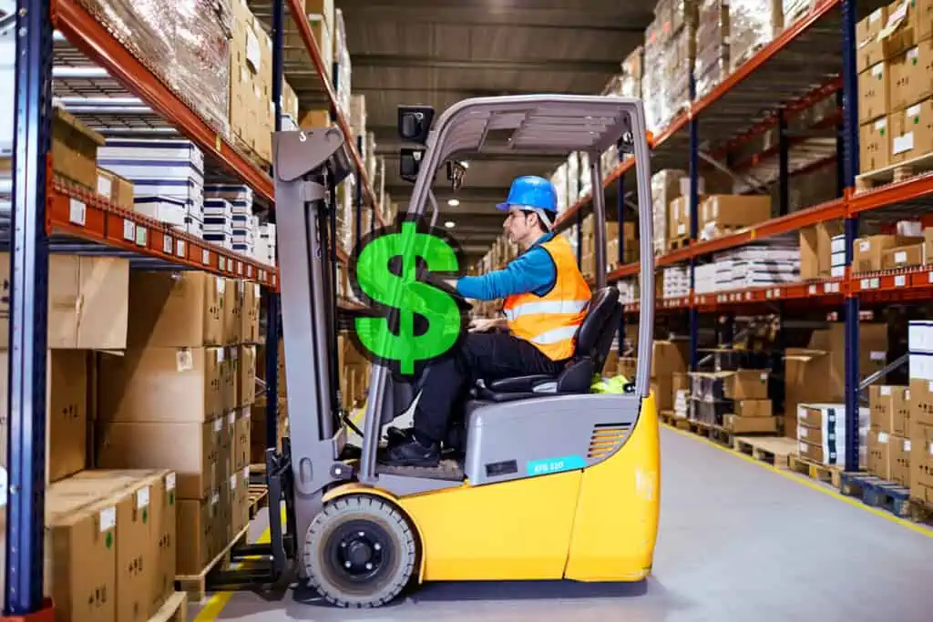 illustration of material handling costs for forklift transportation