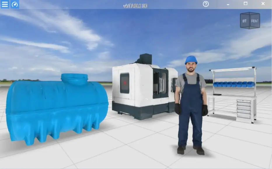 3D-Ansicht visTABLE® mit Meshy-Modellen die auf Basis von GPT5-Bildern generiert wurden