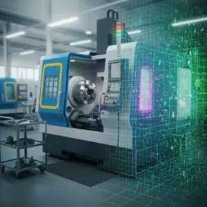 teaser image 3d factory design - equipment machine - realistic-wireframe rendering