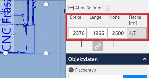Abmessungen eines 3D-Modells ins visTABLE®