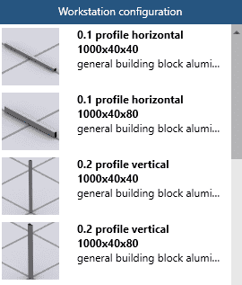 Workstation configurator model catalog in visTABLE®