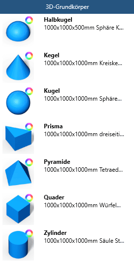 Modellkatalog 3D-Grundkörper in visTABLE®