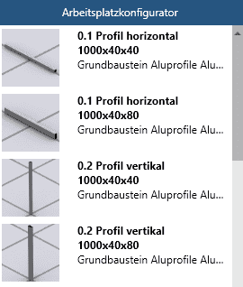 Modellkatalog Arbeitsplatzkonfigurator in visTABLE®