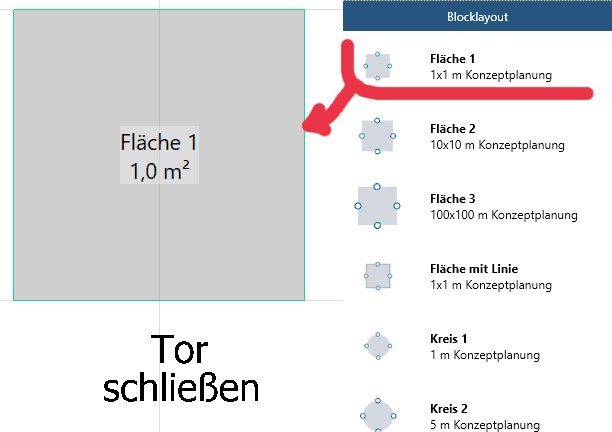 Kombination aus Block und Textfeld aus der Modellbibliothek in visTABLE