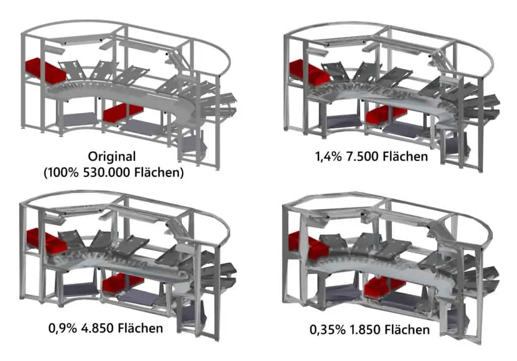 Beispiel automatische Vereinfachung von 3D komplexe CAD Daten eines Montagearbeitsplatzes