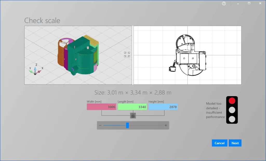 Import dialog with a complex CAD file in visTABLE® ObjectManager