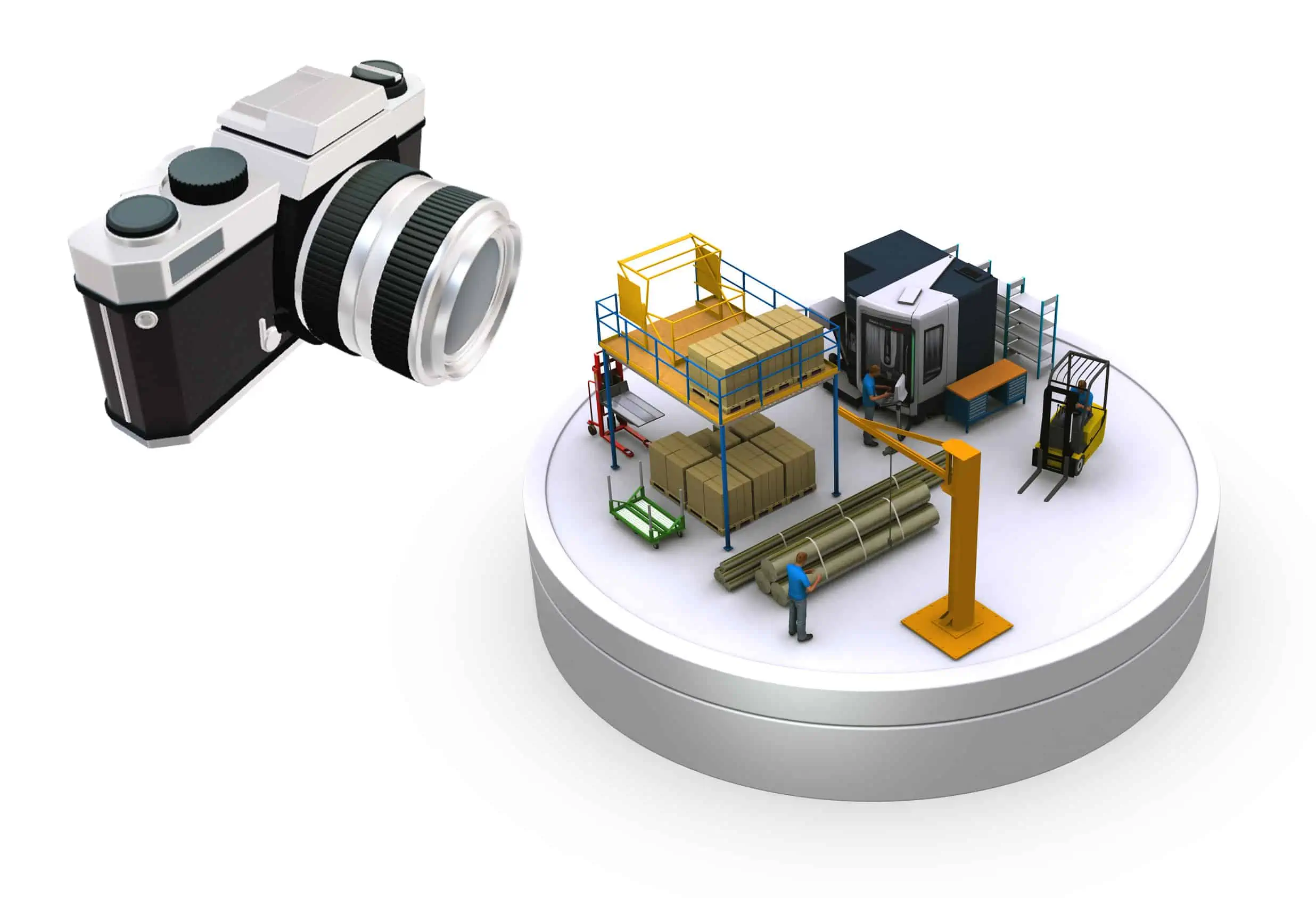 Illustration Metaphor of Idealized Photogrammetry in Factory Planning