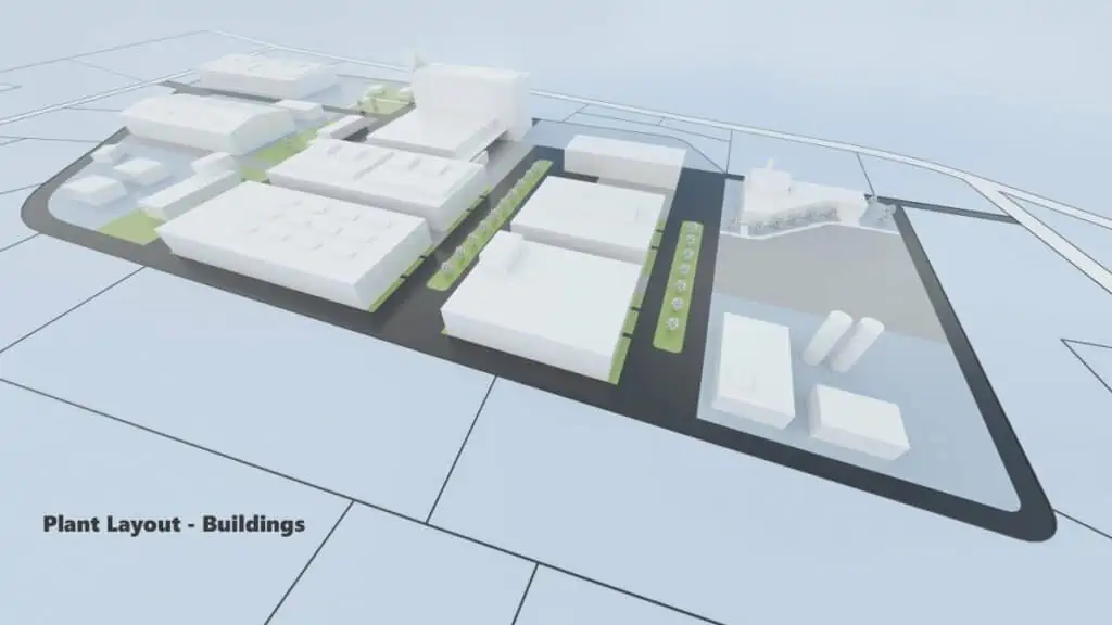 3D plant plan of all buildings of the factory