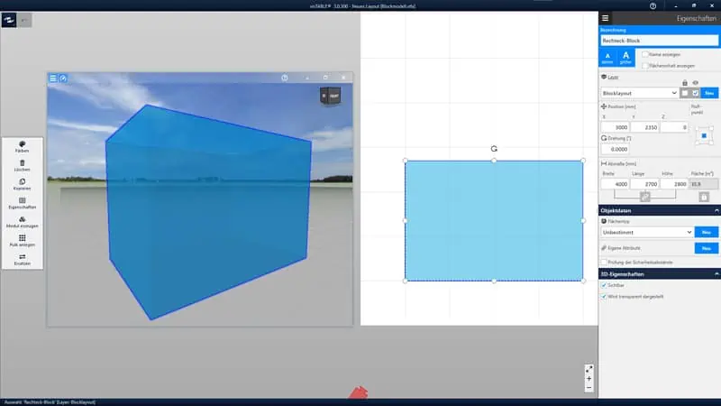 Modellierung eines Rechteck-Blocks mit dem Katalog Blocklayout in visTABLE®