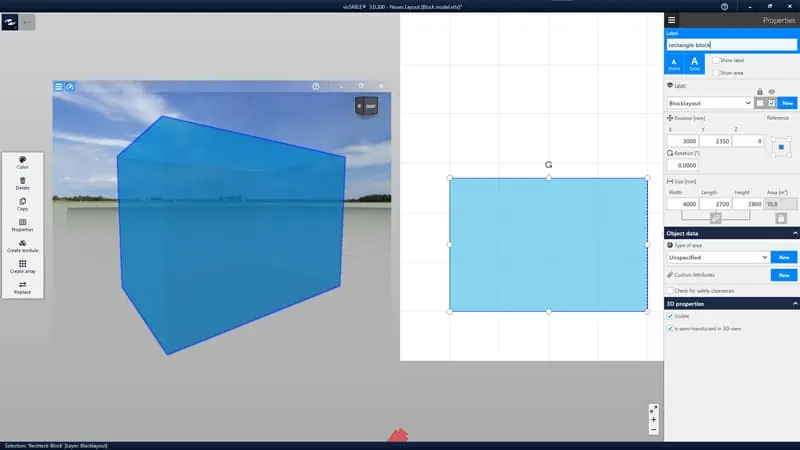 Modeling a rectangular block with the Block Layout catalog in visTABLE®