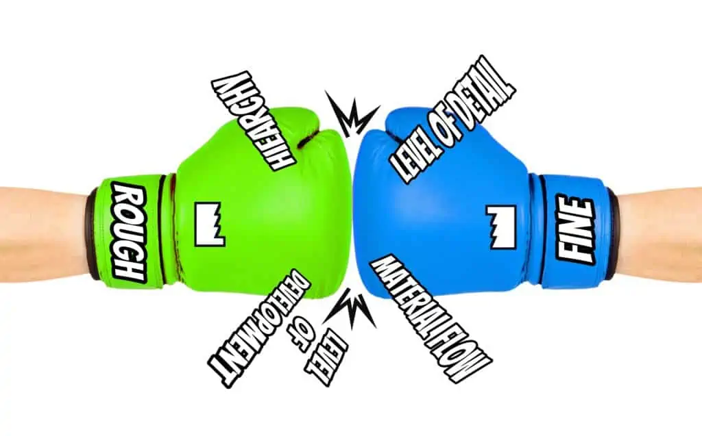 illustration of different perspectives on rough and fine layout in layout planning