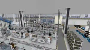 SAMSON AG 3D-Layout visTABLE Stellungsreglerproduktion mit Steigleitungen