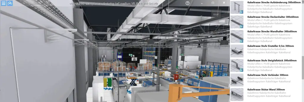 visTABLE-Screenshot: Stahlbau zur Medienversorgung 