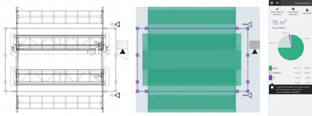 Flächenbilanzierung mit einem STOPA Langgutlager in der Software visTABLE®