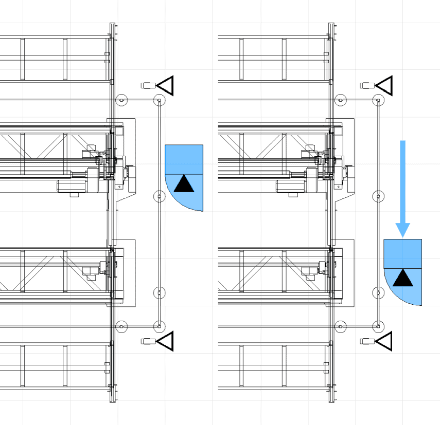 movement of a operation point in STOPA long goods storage layout in visTABLE®