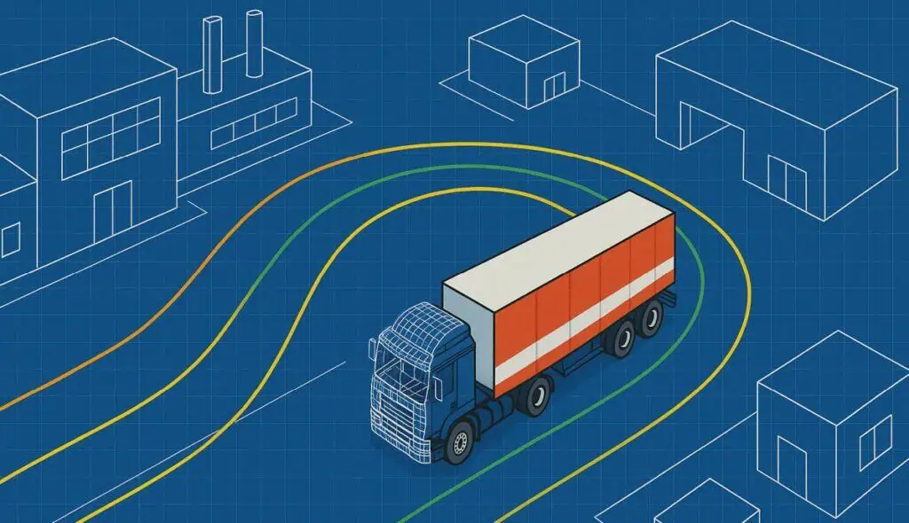 swept path simulation illustration for trucks with software like AutoTURN and visTable