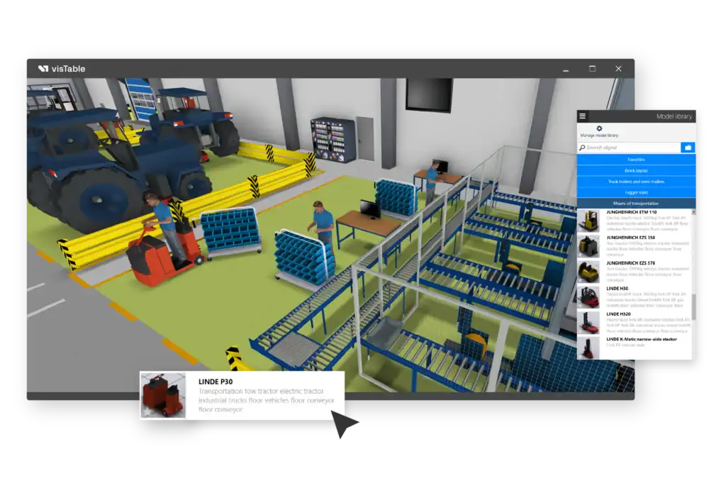 screenshot of a 3d view with visTable model library displayed