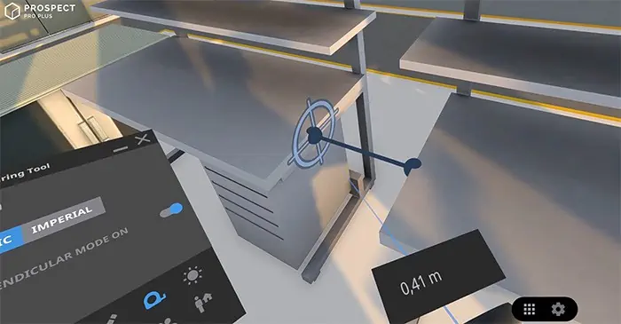 Measuring the distance between two work tables in VR