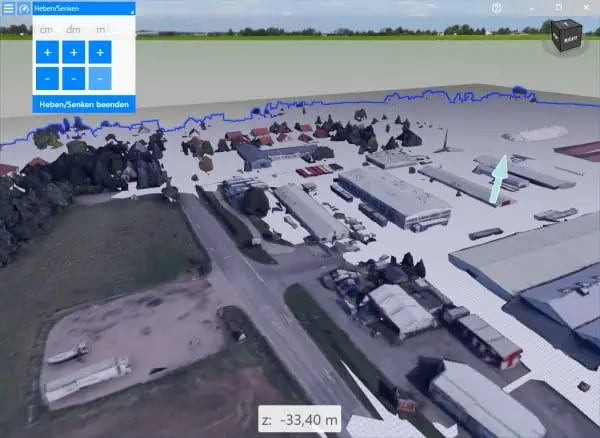 Anpassen der Höhenposition einer Google Maps 3D Referenz in visTABLE® mit Heben und Senken